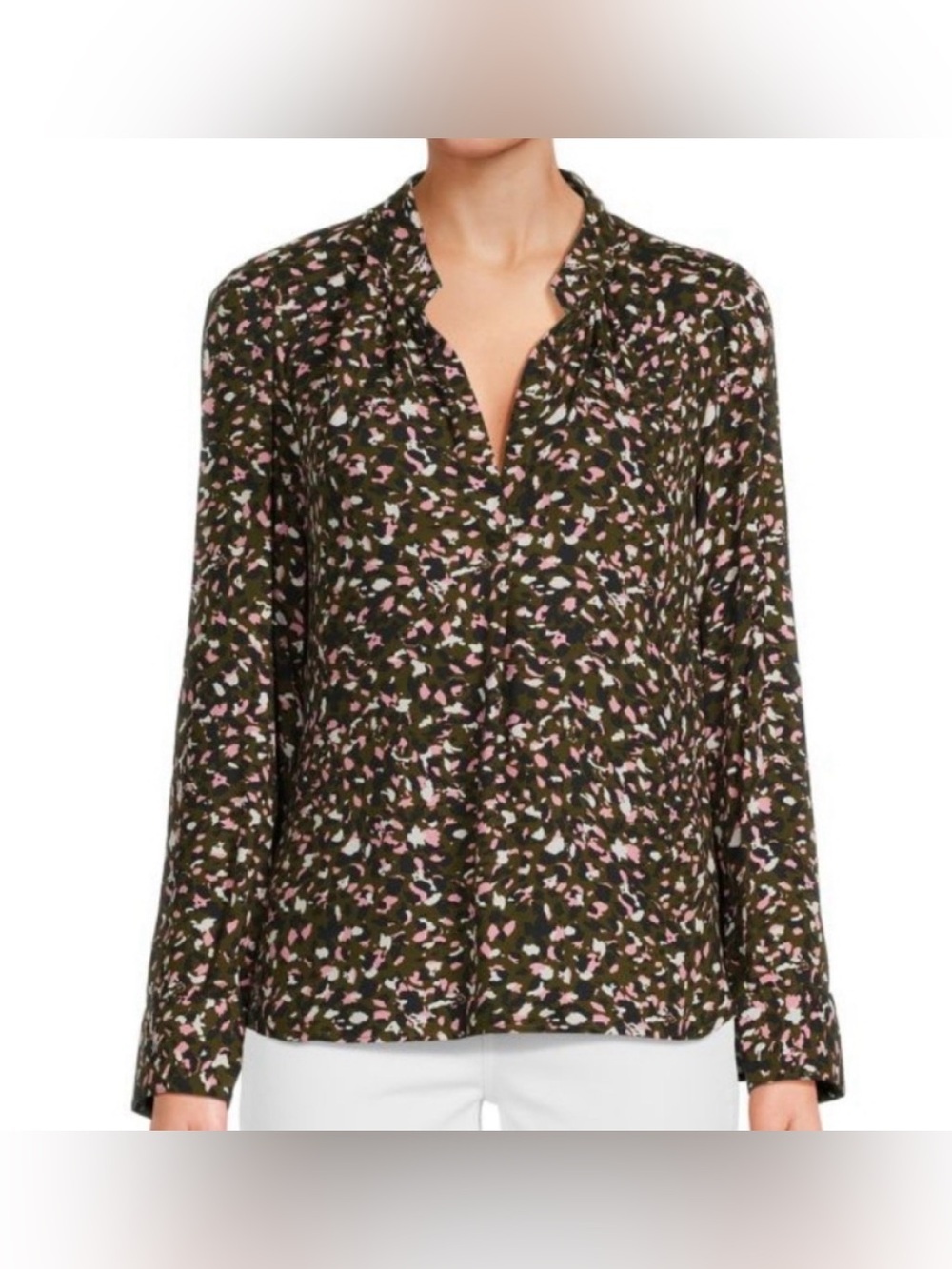 Zadig & Voltaire Paris Tink Leo Olive Abstract Blouse Size Medium - Picture 1 of 9